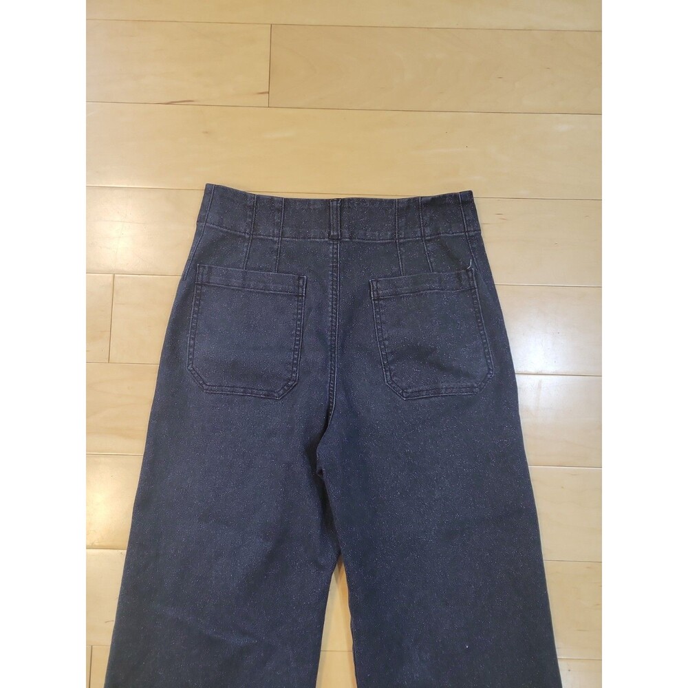 Maeve Anthropologie The Colette Sparkle Jeans Women’s 30 Black Wide Leg Cropped - Picture 7 of 9